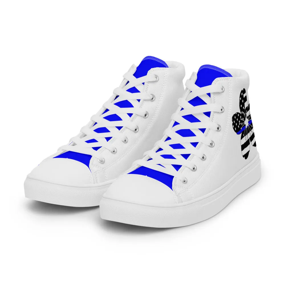 Thin Blue Line Cherry Blossom Women’s High Top Canvas Shoes