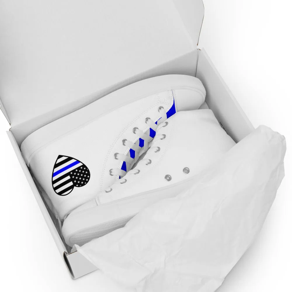 Thin Blue Line Heart Women’s High Top Canvas Shoes