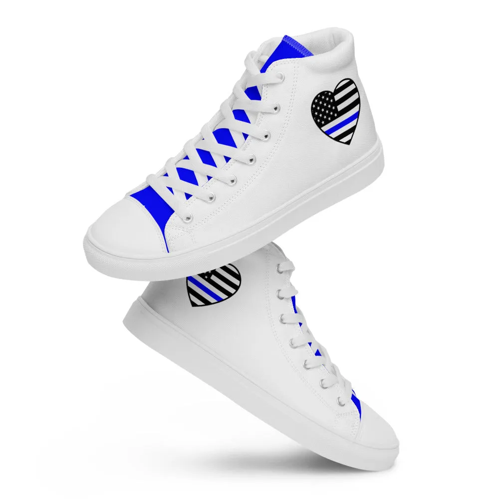 Thin Blue Line Heart Women’s High Top Canvas Shoes