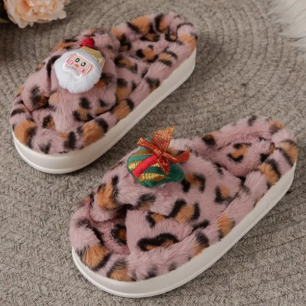 Women's Casual Santa Claus Thick Sole Plush Slippers 90718746S