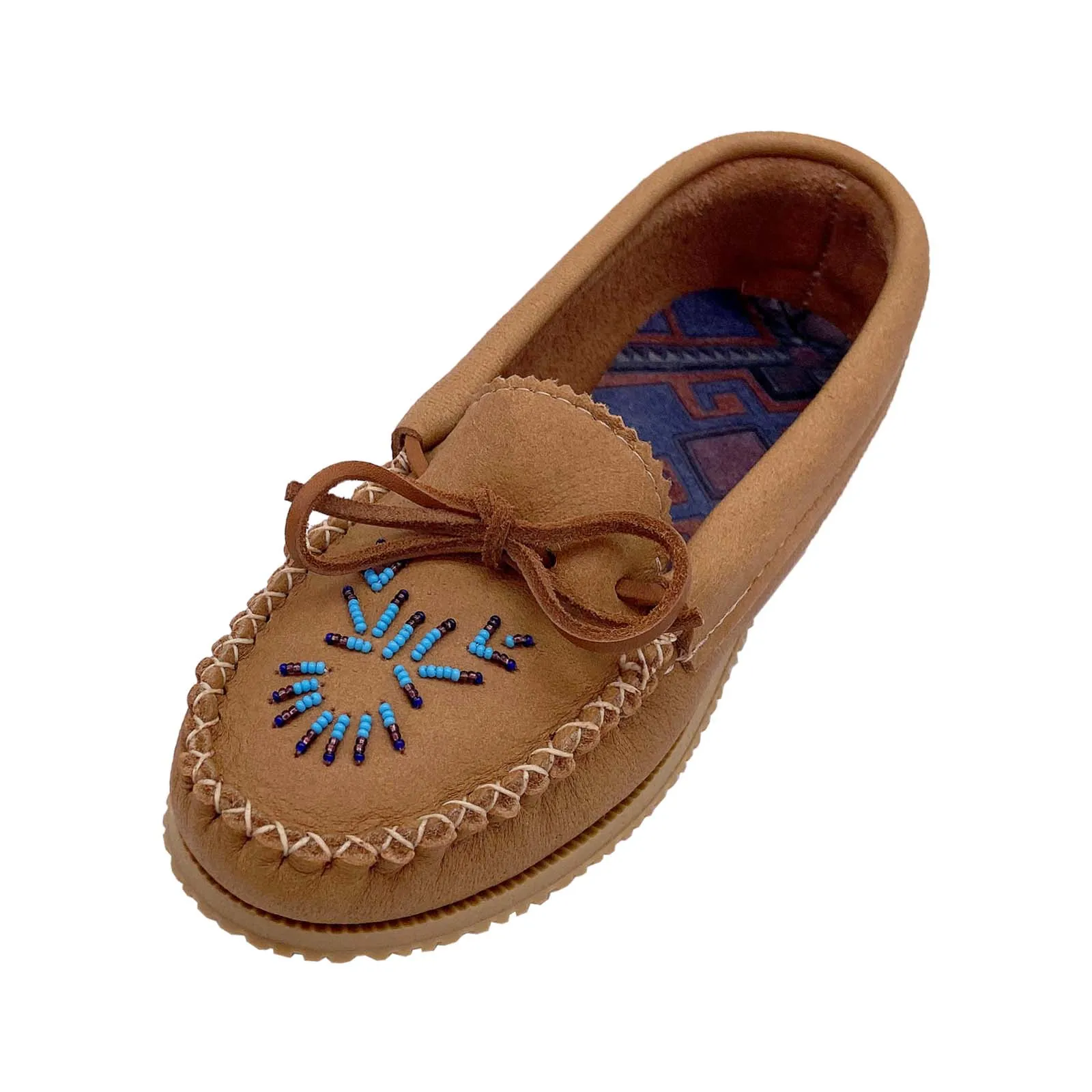 Women's Rubber Sole Beaded Moccasin Shoes